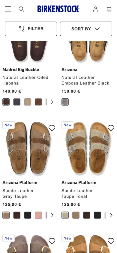 Birkenstock sandals listing with top-down photos showing the footbed and straps
