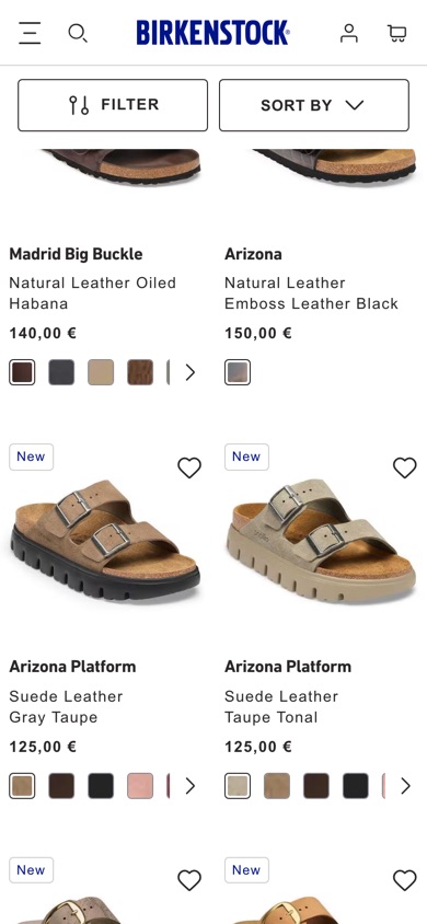 Birkenstock sandals listing with angled side-view product photos