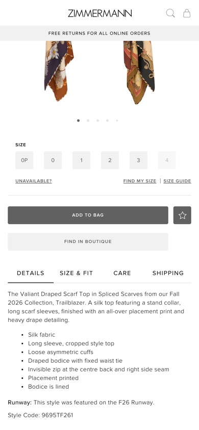 Zimmermann product page before the test