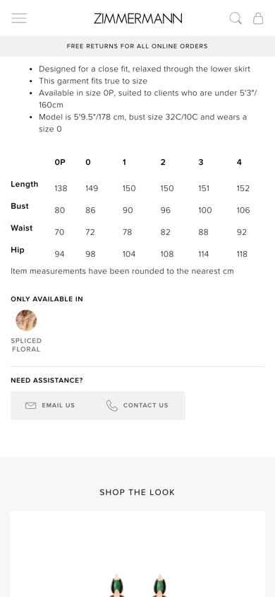 Zimmermann product page before the test